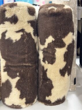 Magaschoni Brown and Cream Faux Fur Bolster Pillows